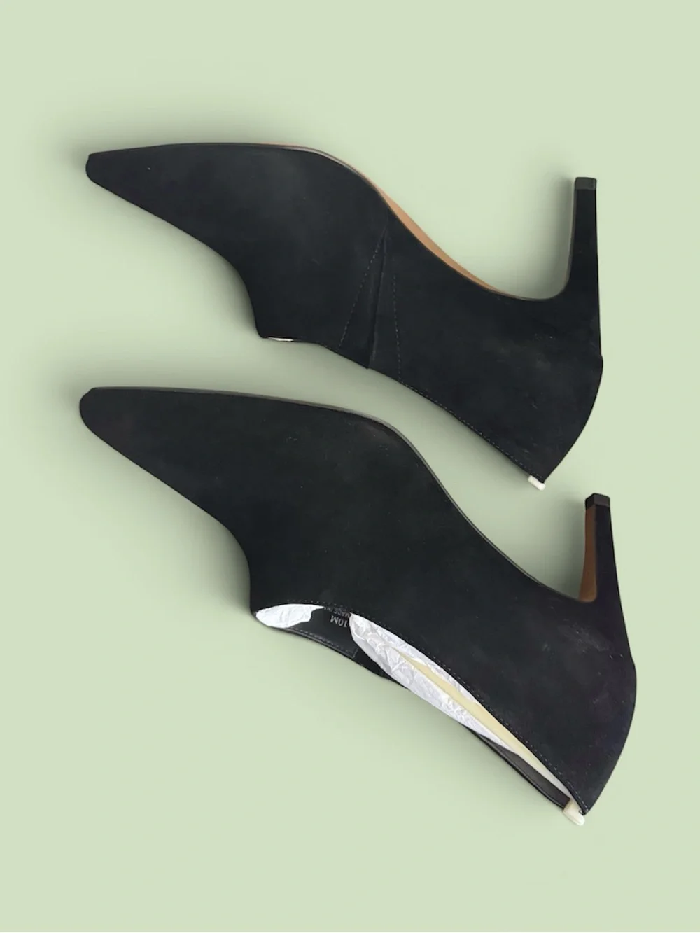 Linea Paolo Simone Black Kid Suede Booties Tapered Heel Pull On Style Size 10